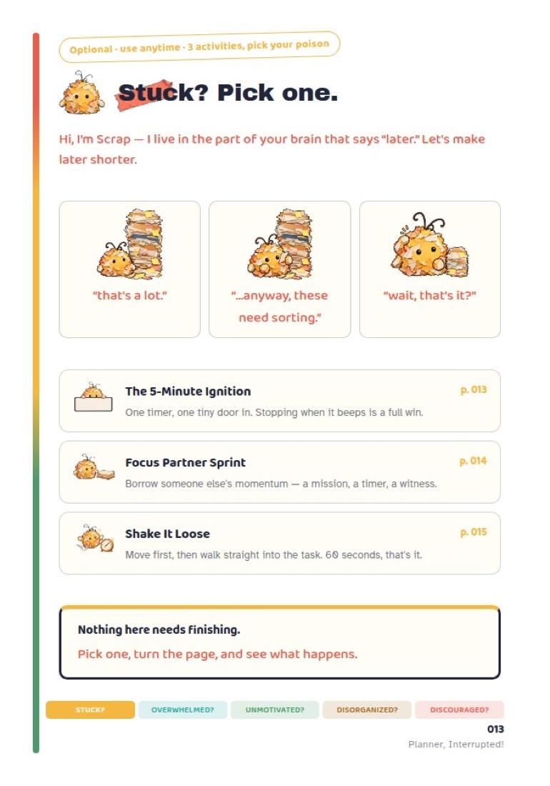 Sample page from Planner, Interrupted!