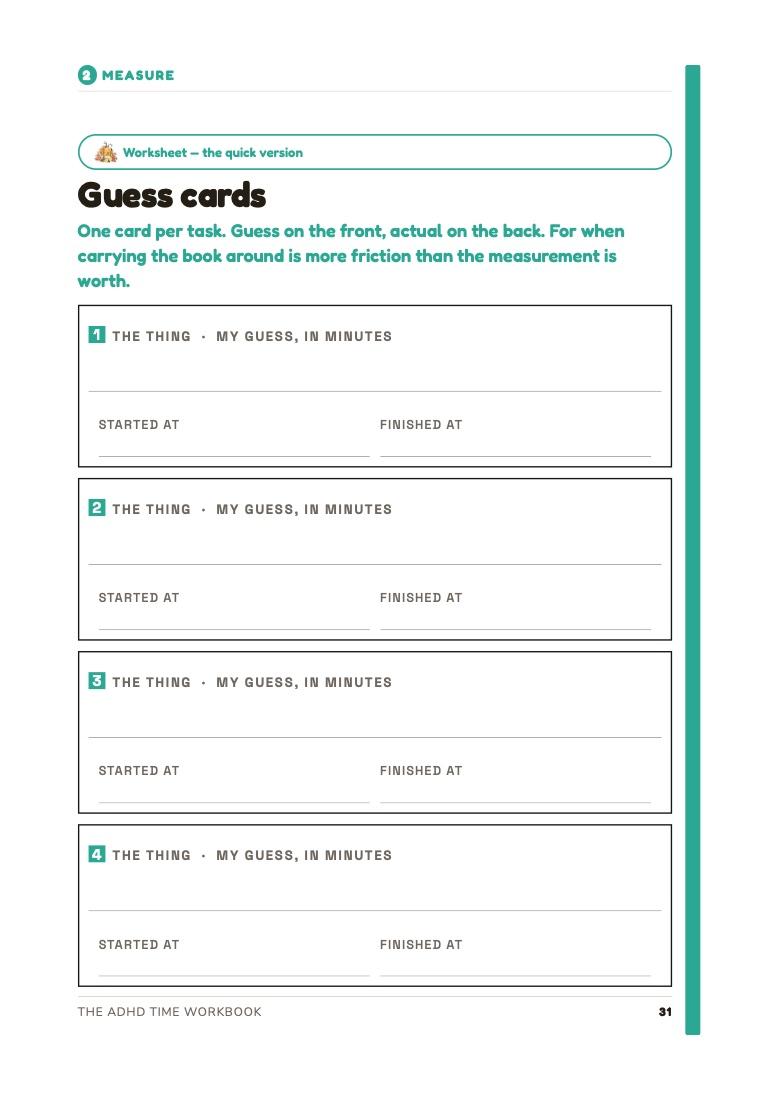 Sample page from The ADHD Time Workbook